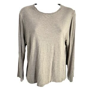 Vince Beige Viscose Long Sleeve Crewneck T-Shirt Women’s Size XS